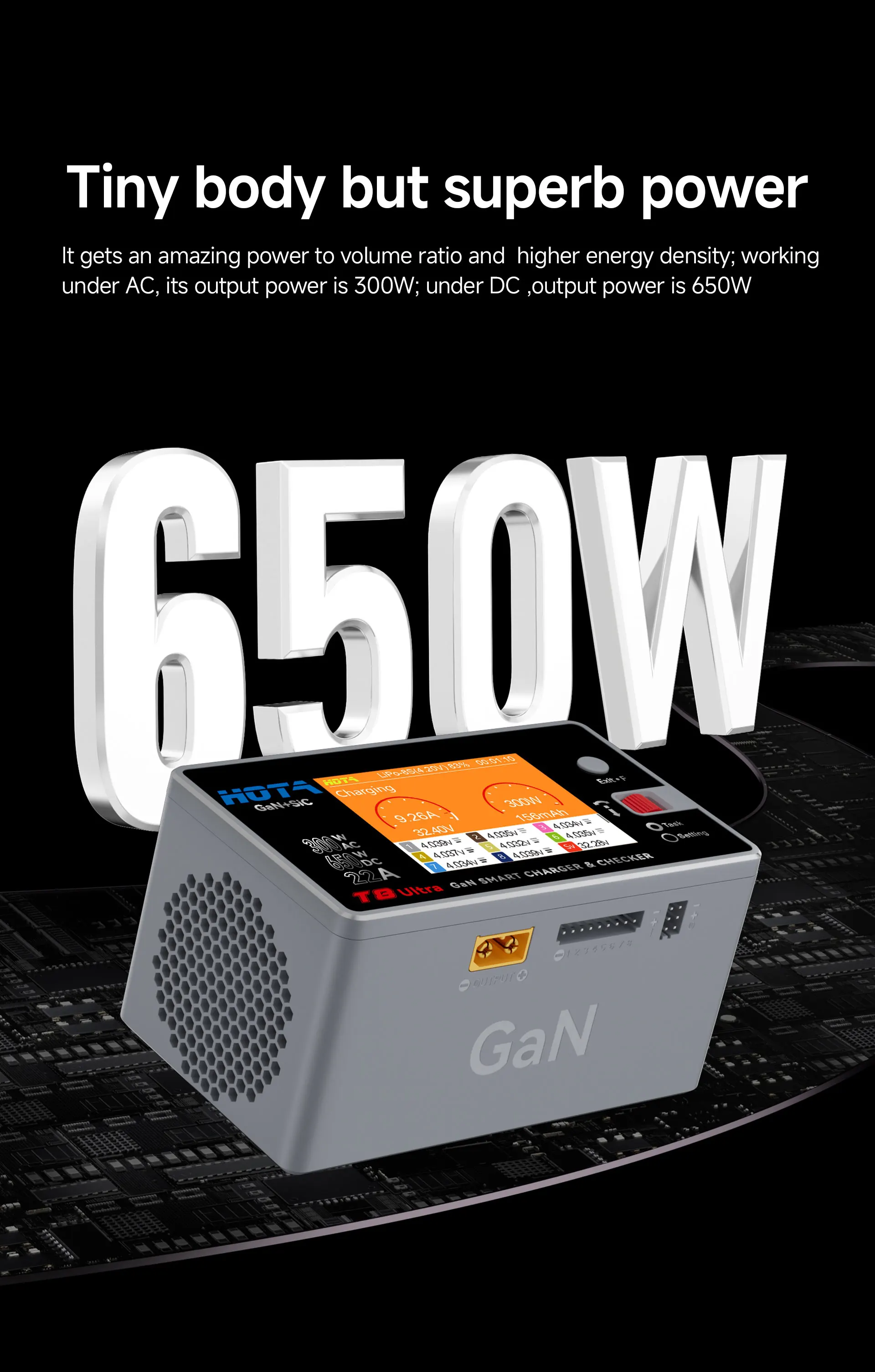 HOTA T8 Ultra GaN Smart Charger, 650W AC/DC for 1-8S LiPo Li-ion Battery Charger 3 Sebcc2fa4cae24483b09d7f213204a303W