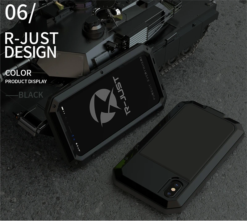 thumbnail image 1 of Funda protectora de alta resistencia para iPhone, carcasa a prueba de golpes con tanque de Metal 360, para modelos 7, 8 Plus, XR, X, Xs, 11, 12, 13 Pro Max, 14, 15 Plus, SE SE2, 1 of 5