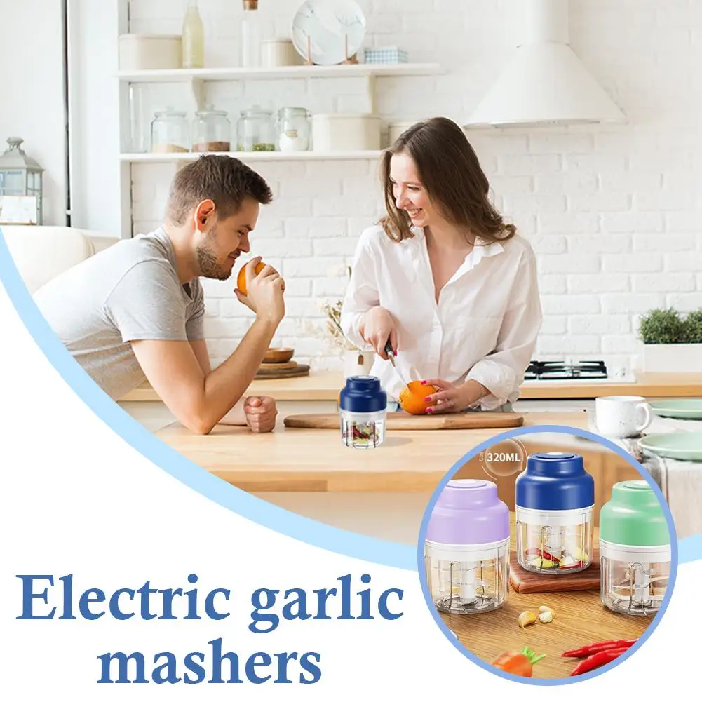 Description Picture 6 of itemMini Wireless Electric Garlic Crusher Portable 320ml Chopper USB Charging Ginger Chili Vegetable Masher Kitchen Machine