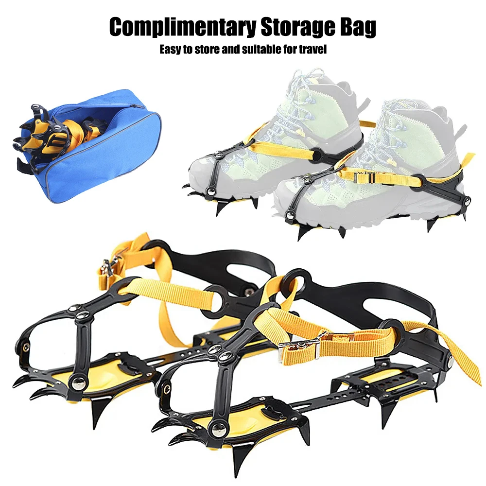 12/10 Teeth Shoe Spikes for Snow and Ice Climbing Crampons Professional Anti-Slip Covers for Shoes Non-Slip Ice Grips Cleats