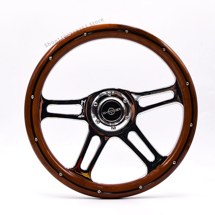 Vintage Classic Wood 14 Inch Steering Wheel With Chrome Spoke Classic ...