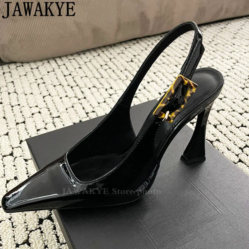 

Pointy toe Thin High Heels Sandals Women Patent Leather Sling Back Shoes Summer Hot Sale Luxury Sexy Dress Party Shoes Feminine