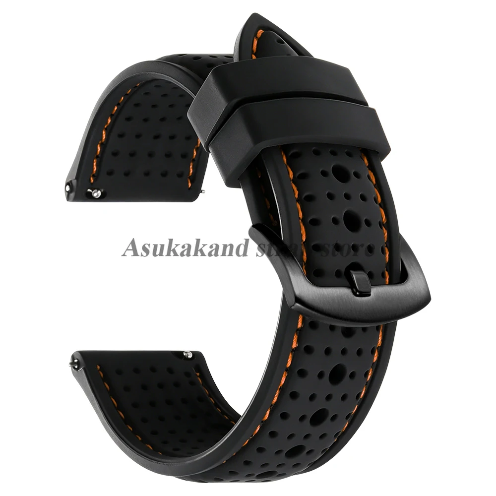 Enhanced Silicone Waterproof Watch Band - Soft, Breathable, Quick Release Wrist Strap