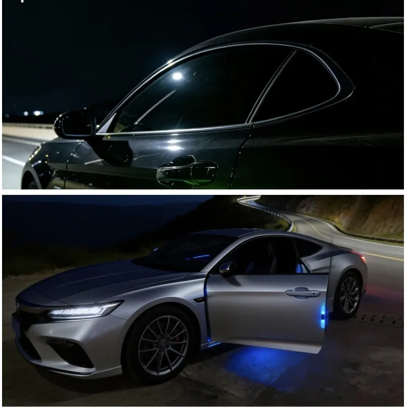 태양광 자동차 도어 충돌 방지 경고등 다채로운 LED 점멸 안전 오토바이 장식 조명 스트립 야간 주행 표시등