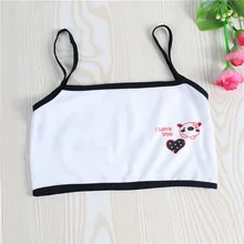  Girls Bra Children's Vest Underwear Lively Cute Bear Polka Dots Suspenders Pure Cotton Breathable Elementary School Girl 7-14 Y 