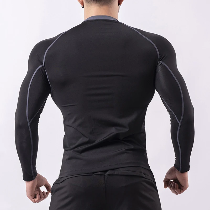 Plus 7XL 6XL Long Sleeve T Shirt Men Elastic Training T-shirt Gym Fitness Workout Tights Sport Jersey Athletic Running Shirt Men 6