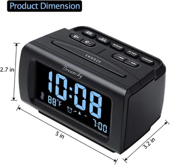 Digital Alarm Clock with FM Radio, USB Charging, Dimmer Display, Sleep Timer, Temperature and Battery Backup for Bedroom 6
