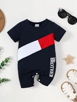 Summer  Newborn  Baby  Short   Sleeve   Spliced   Little  Brother  Rompers   Kids  Onepiece   Baby   Clothing 5