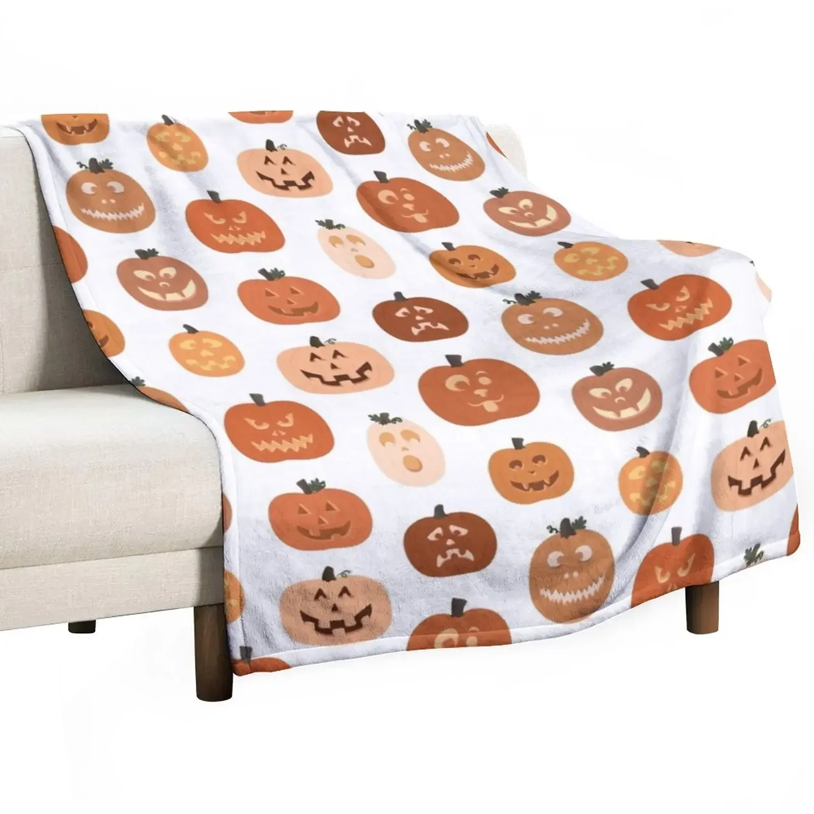 

jack o' lanterns. (white variant) Throw Blanket Plush Thins Blankets