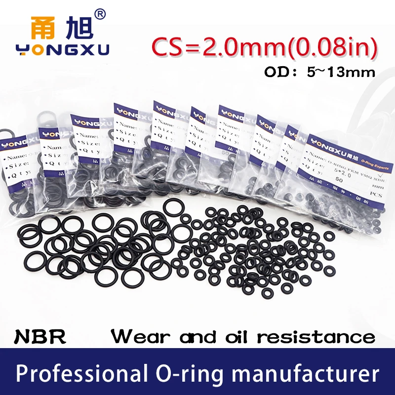 50 Pezzi O-Ring In Gomma Nitrile NBR - CS 1,5mm, 8x5x1,5mm - Guarnizioni Industriali Per Riparazioni