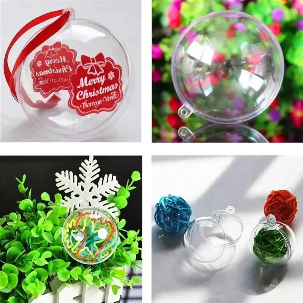 Description Picture 6 of itemParty Supplies Fillable Christmas Tree Ball Ornaments Plastic Candy Box DIY Gifts Hanging Christmas Tree Decoration