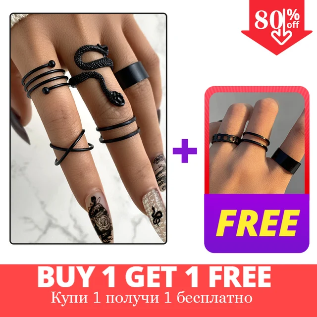 Vintage Gothic Metal Rings Set for Women Girls Geometric Retro Multi Knuckle Joint Finger Ring Personality Snake Trendy Jewelry 2