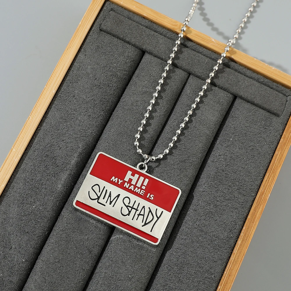 Slim Shady Hippie Choker Halskette mit Quadratischem Anhänger, Perlenkette, Rapper-Schmuck für Männer und Frauen – Detail 7