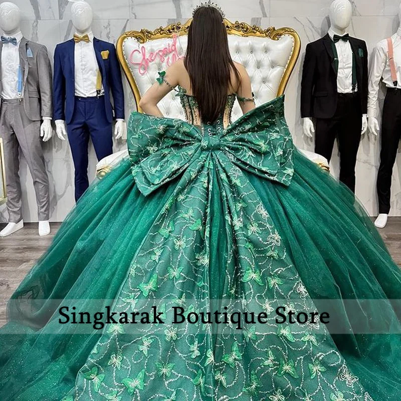 Quinceanera Dresses Pink Quinceanera Dresses Ball Gown Sweet 16 Dress Bow Butterfly Appliques Crystal Graduation Party Gowns Vestido De 15 anos