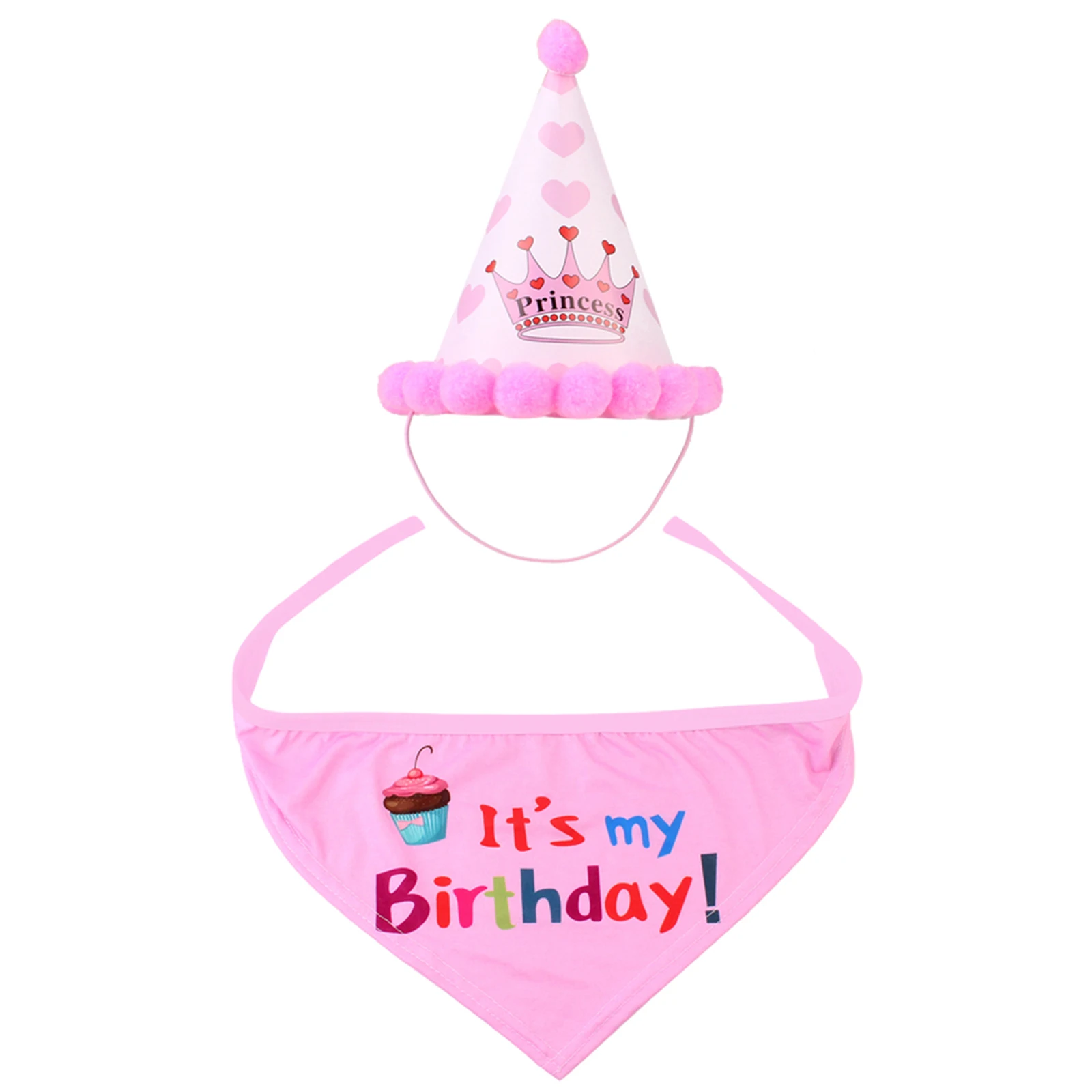 Pet Dog Birthday Cone Hat Bandana Scarf 