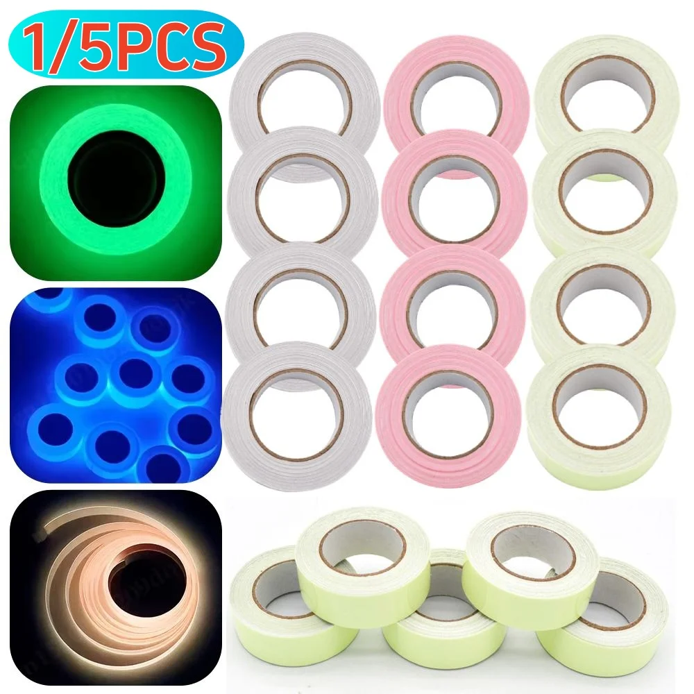1/5PCS 3M Adhesive Luminous Tape Glow In The Dark Stickers Stage Decorative Fluorescent Tape Warning Stickers Fishing Tool
