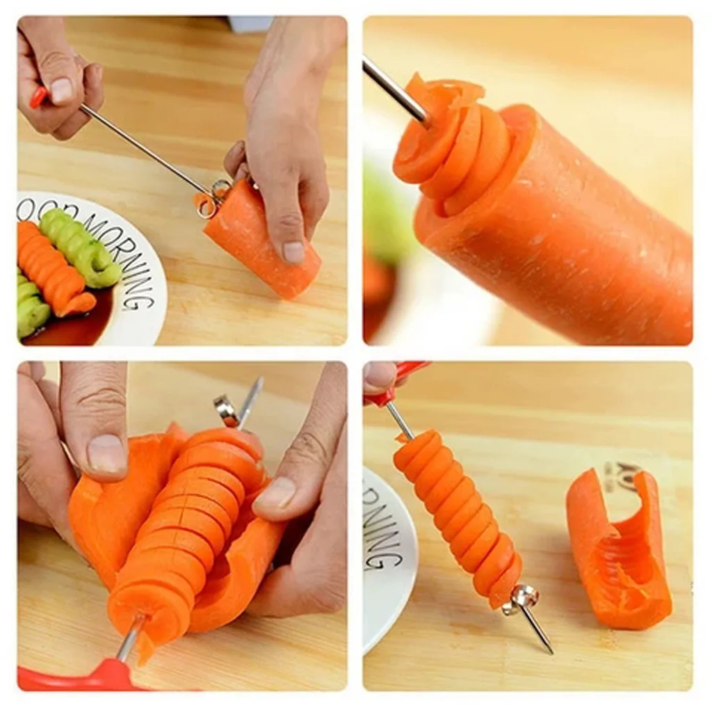 1/2/3PC Roller Spiral Cutter Making Twist Shredder Grater Potato Carrot Cucumber Vegetables Spiral Knife Chopper Kitchen Tools