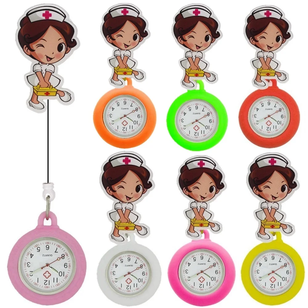 Cartoon Medical Box Nurse Doctor Women Silicone Pocket Watches pocket watch