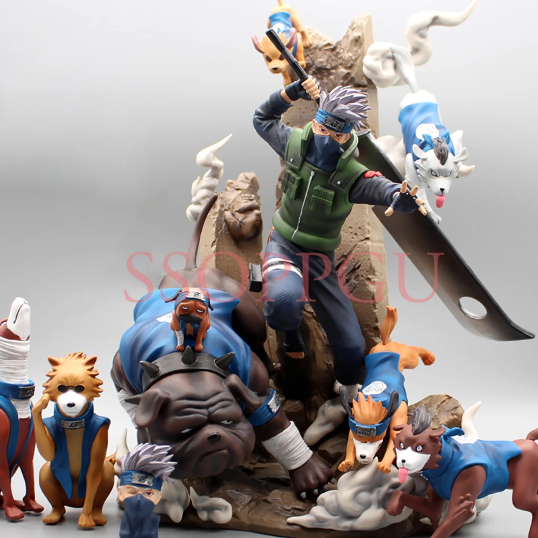 

Anime Naruto Figure 37CM GK Hatake Kakashi Eight Ren Dogs PVC Action Figure Collection Scene Statue Model Toys Doll Kids Gifts