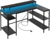 L Shaped Gaming Desk with LED Lights & Power Outlets, Reversible Computer Desk with Stand & Shelves 3
