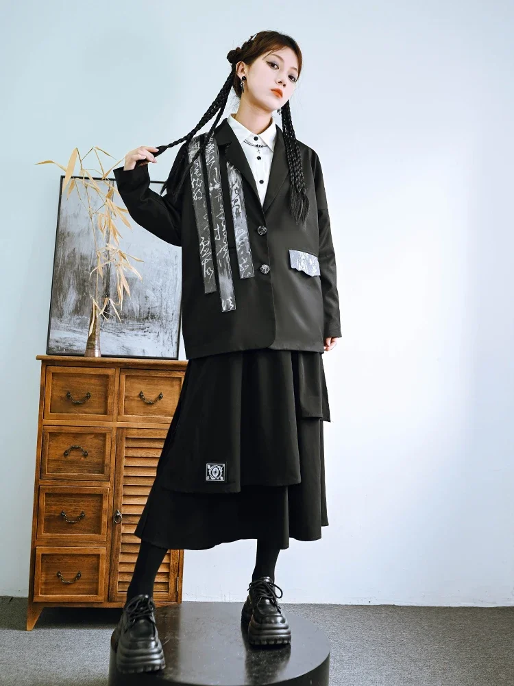 Fashion Retro Patchwork Chinese Style Traditional Jacket  Autumn Winter Long Sleeve Suit Collar Single Breasted Women's Suit