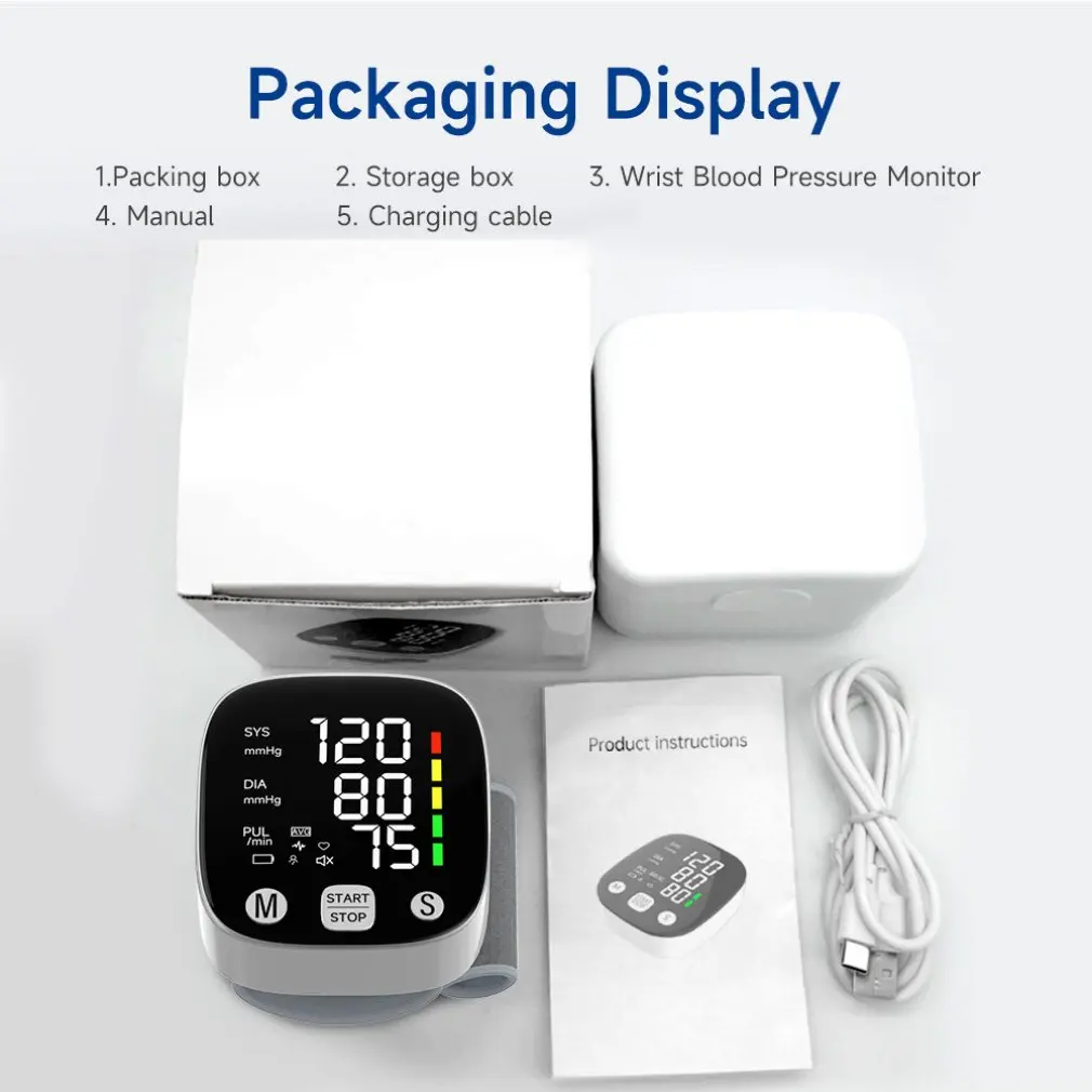 Rechargeable Wrist Blood Pressure Monitor Digital Automatic Blood Pressure Meter Heart Rate Pulse Sphygmomanometer Tonometer blood pressure monitor,blood pressure meter