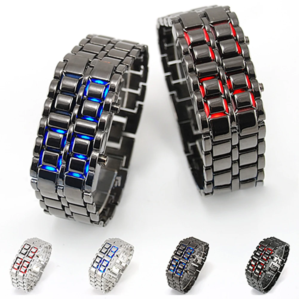 Digital Wristwatch New Punk Cool Fashion Men's Women's Unsex Stainless Steel LED Digital Quartz Bracelet Watch Wristwatch for Daily Quartz Watch Digital Watch