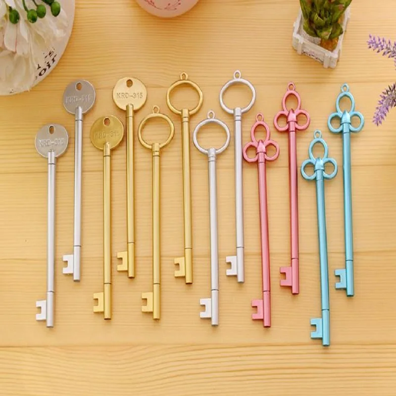 

1 PC Retro Gold Key Gel Novelty Student Kawaii Pens Cute Stationery Gel Pen Black Writing Cute Pens Kawaii School Supplies