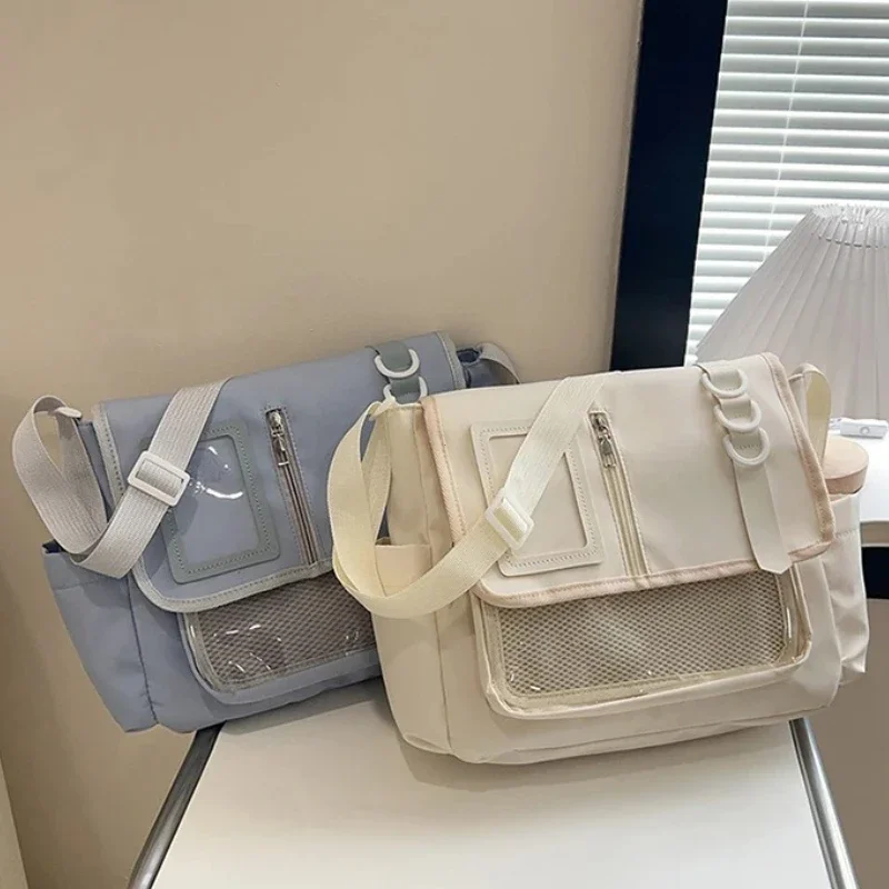 Y2K Japanese Harajuku School Bags for Girls New Transparent Itabag Shoulder Crossbody Bag DIY Badges Display Plate Ita Bag