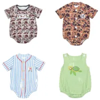 Wholesale Toddler Embroidery Bodysuit One-piece Kids Baby Boy Girl Camo Short Sleeves Jumpsuit Newborn Dog Deer Coverall Romper 1