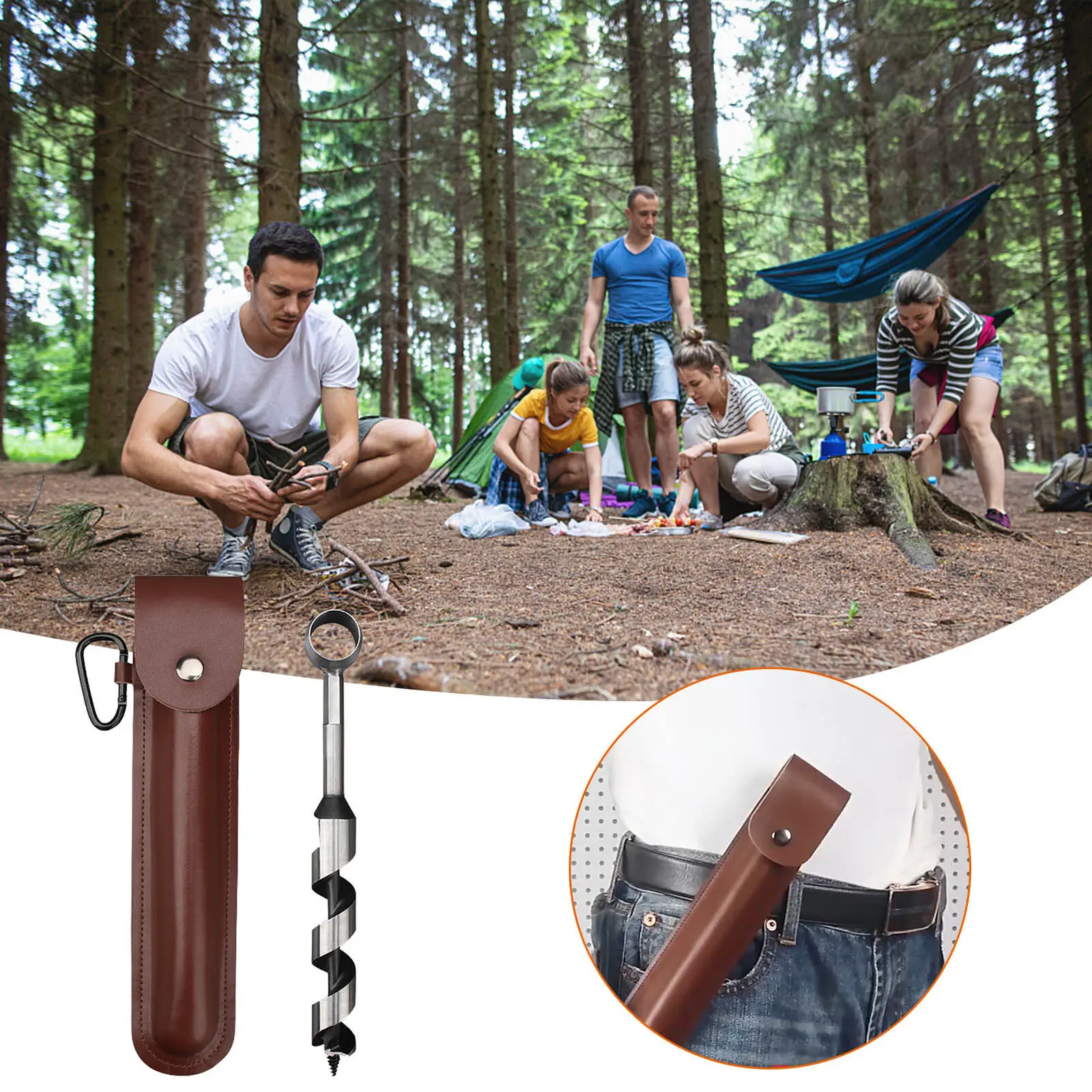 

1PCS Auger Drill Bits Outdoor Survival Tool Camping Bushcraft Manual Hole Maker Wrench Wood Drill Core Woodworking Tool