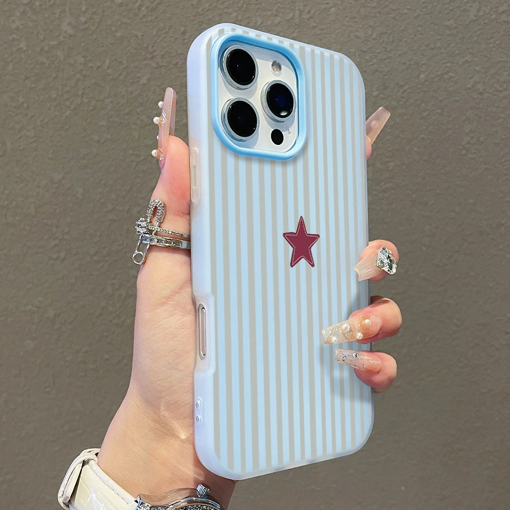 Cute Striped Star Design Soft Jelly TPU Shockproof Protective Cover