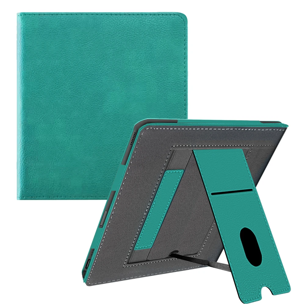 Premium PU Leather Case with Hard Back Shell and Built-in Foldable Stand & Hand Strap