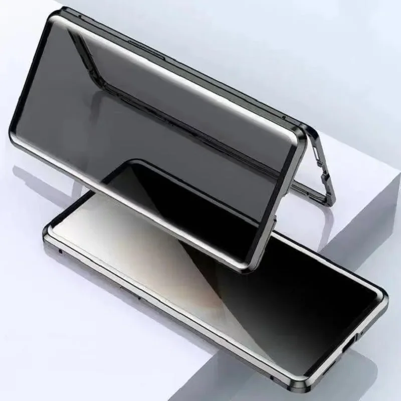 360° Protective Metal Frame Magnetic Case with Screen Glass Back Cover