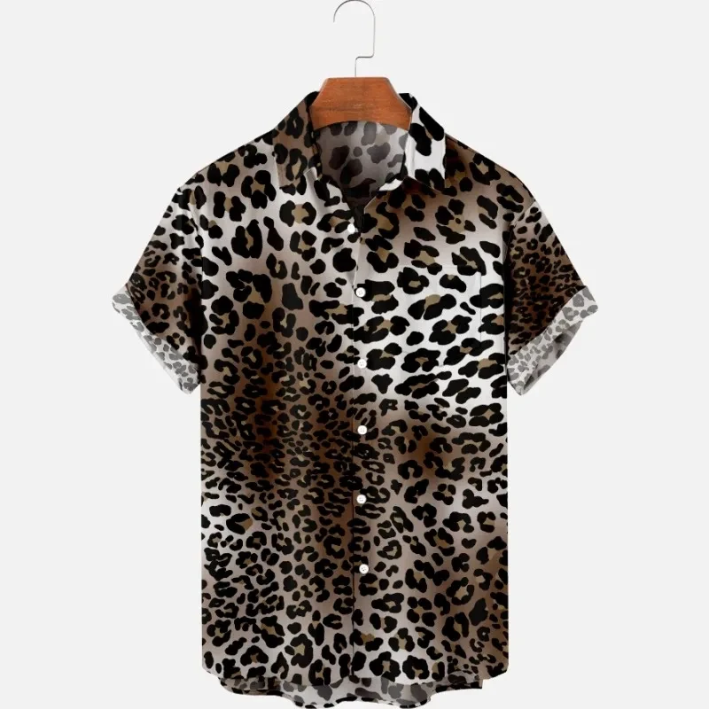 thumbnail image 1 of Camisas hawaianas de verano para hombre, camisetas Y2K con estampado de leopardo, camisetas de manga corta Harajuku para fiestas, blusas informales con solapa de gran tamaño, 1 of 5