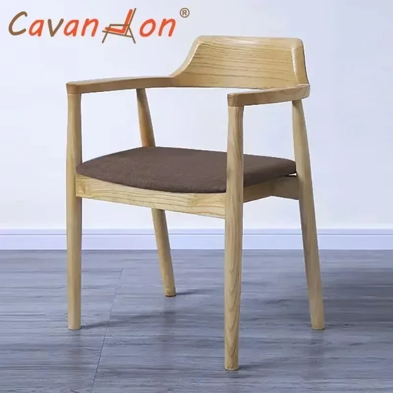 Dining Chair Cafe Wood Chair Accent Armchair Dining Table Chair Kitchen Meeting Negotiation Furniture