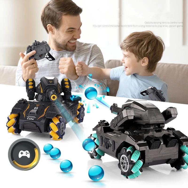JIKEFUN 1/16 RC카 탱크 장난감, 2.4G 물폭탄 스턴트 탱크, 제스처 감지 슈팅, RC 탱크 드리프트 장갑차, 남아용 장난감