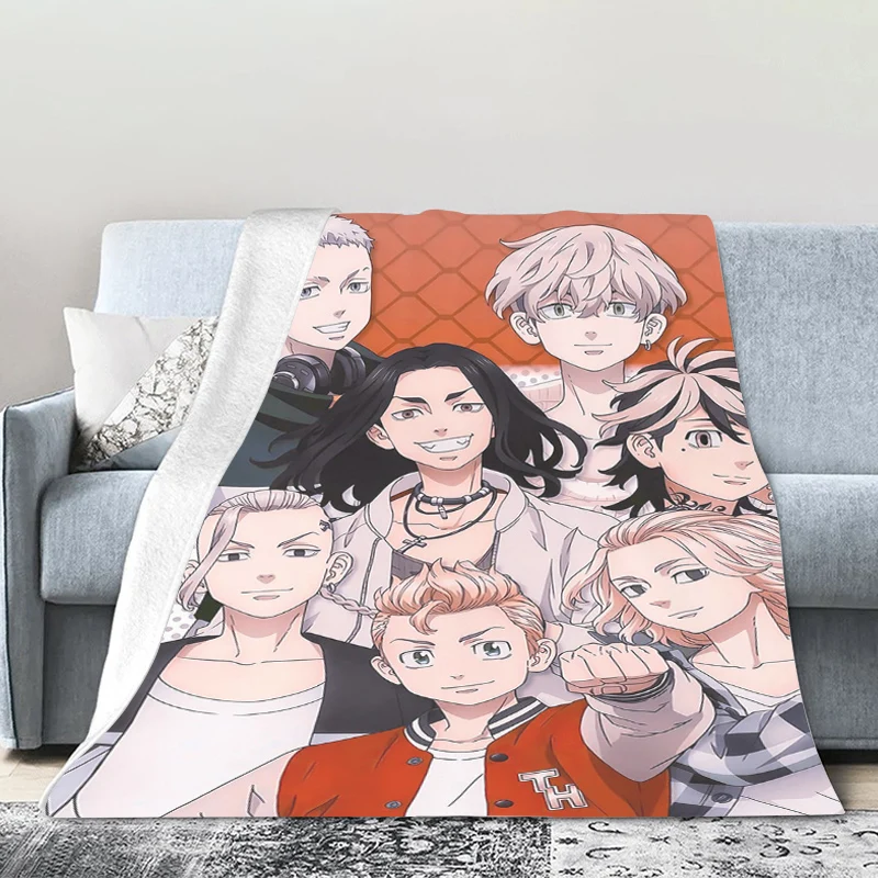 Anime Sofa Blankets for Winter D-Tokyo D-Revengers Microfiber Bedding Warm Bed Fleece Flannel King Size Fluffy Soft Blankets 3