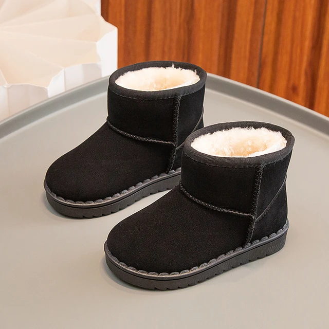 Children Snow Boots Concise Style Plush Chunky Winter Kids Short Boot Solid Color Slip-on Unisex Classic Boys Girls Shoes 23-36 3