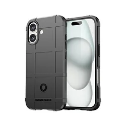 Rugged Shield Shockproof TPU Rubber Phone Case - Durable Back Cover - iPhone 13 or 14 (Black)