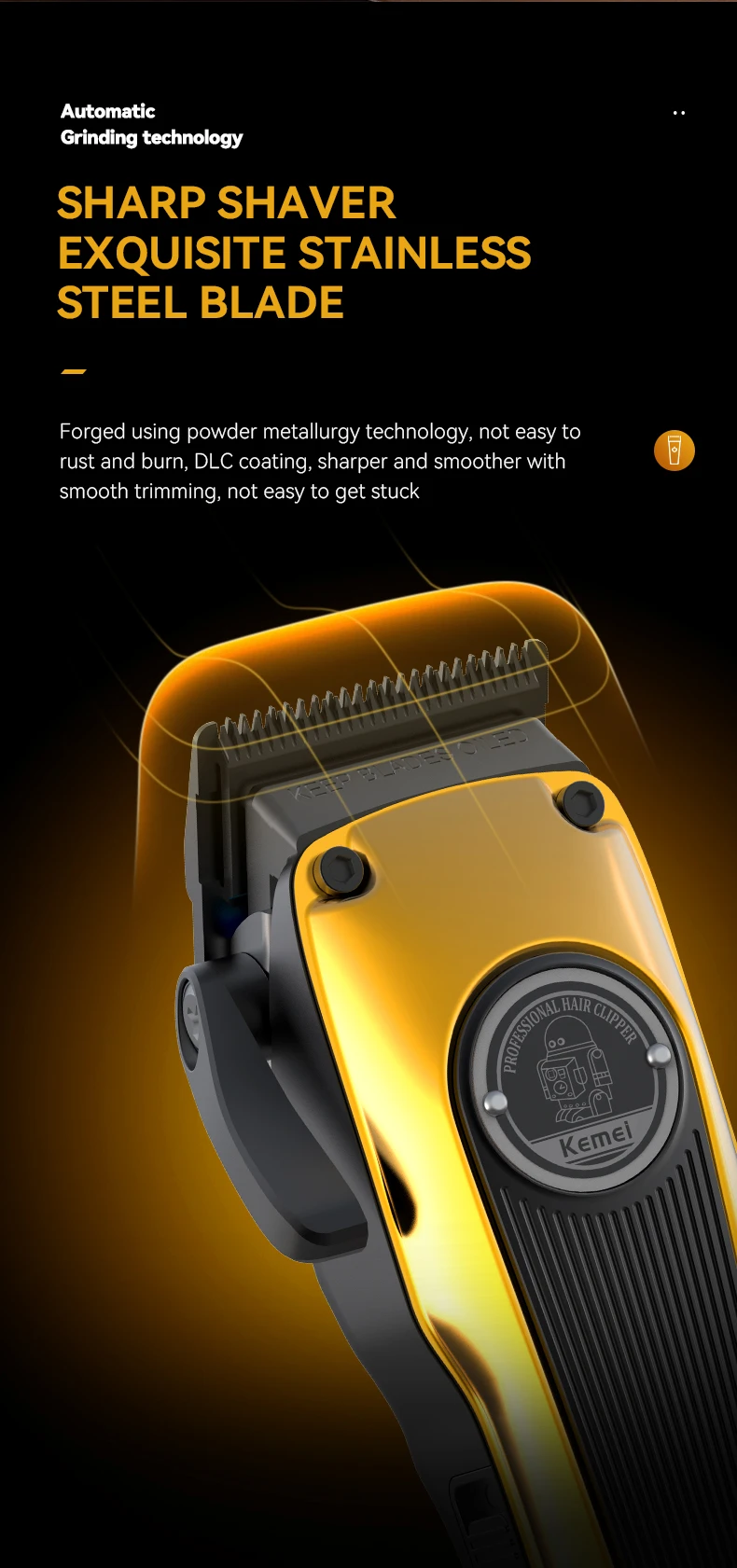 Description Picture 5 of itemKEMEI Professional Man Hair Trimmer , Cordless Electric USB Charging LCD Display Barber Hair Cutting Machine KM-1825