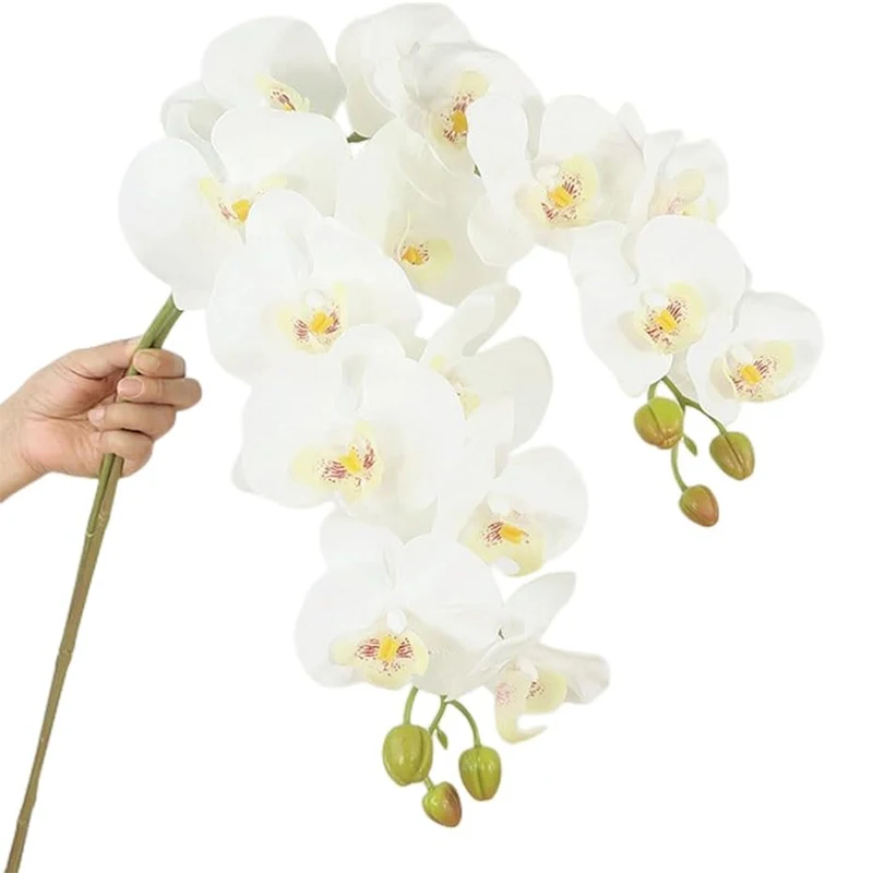 1/2 Stück Künstlicher Schmetterlingsorchideen-Strauß mit 9 Blüten, Künstliche Phalaenopsis-Blumen für Vasenfüllungen, Heimdekoration, Hochzeitsdekoration, Innenraumdekoration – Detail 8