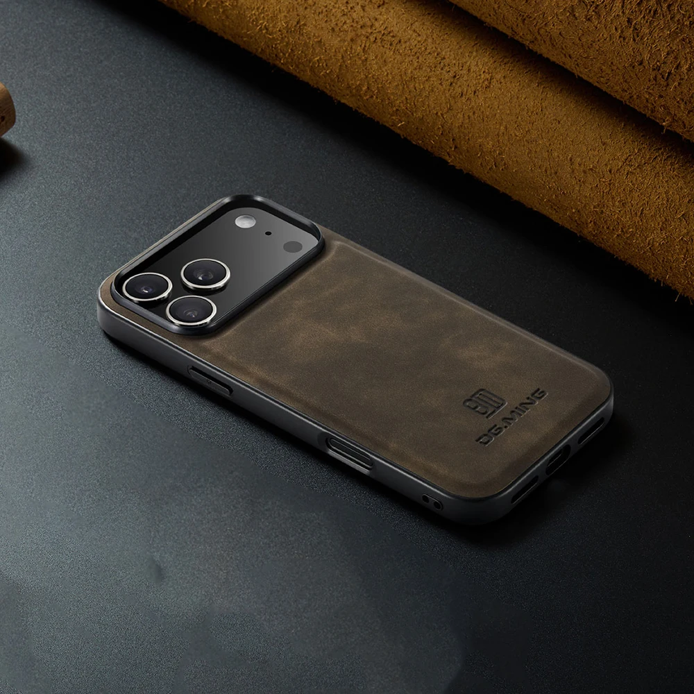 Magnetic Genuine Leather Case with Mag-safe Wireless Charging & Shockproof Design