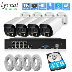 4K Security Camera System UHD 8MP POE NVR Two-Way Audio Human/Vehicle Detection Color Night Vision CCTV Video Surveillance Set