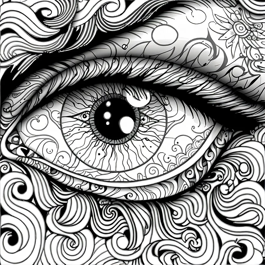 Eyes of Wonder Coloring Book 20 Page Fantastic Eyes Theme Adult Picture Book Kill Time Relaxing Doodle 3