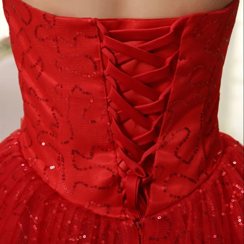 ruthshen Red Ivory Tulle Ball Gown Beading Crystal Quinceanera Dresses Bow Robe De Bal 15 Sweet Sixteen Debutante Gowns