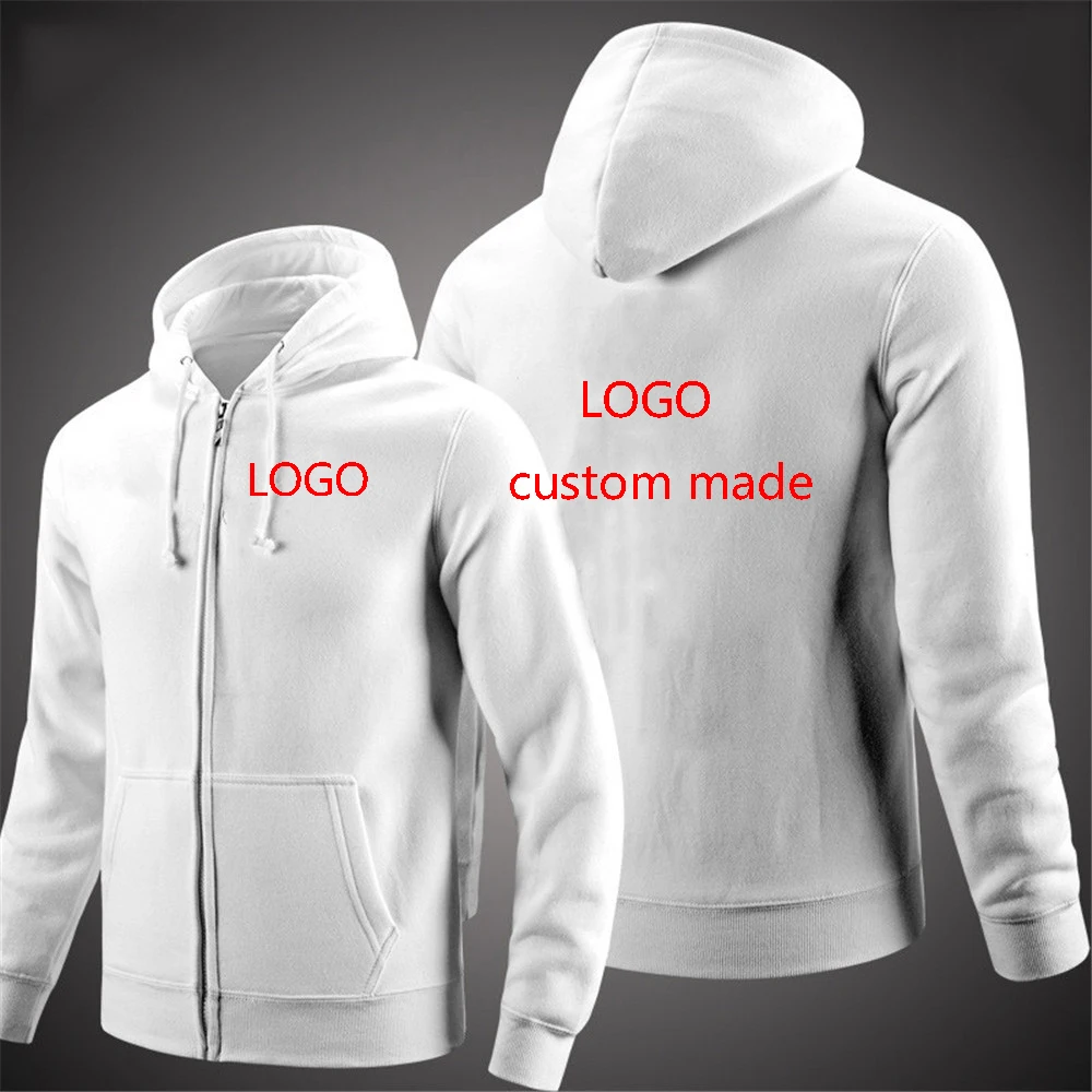 2023 New Spring Autumn Custom Logo Print Hooded Cotton Jacket Men's Casual Comfortable Patchwork Zipper Long Sleeve Hoodies Coat