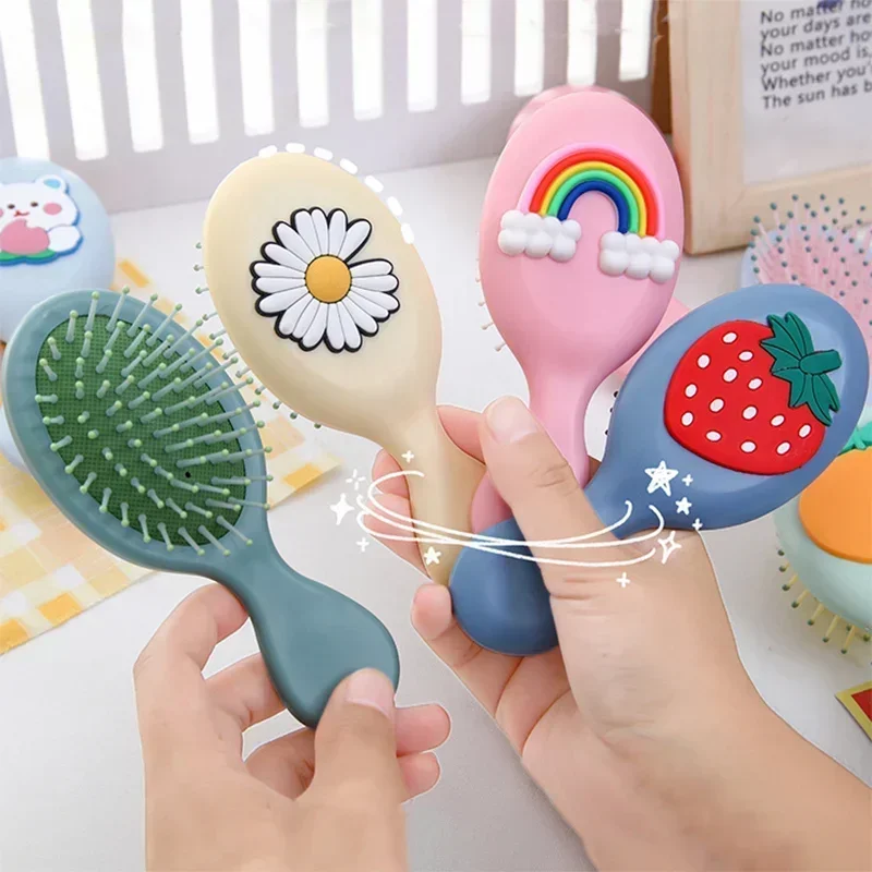 Mini Portable Small Massage Untangling Hairbrush Cute Cartoon Air Cushion Anti-screw Hair Brush Comb for Girls Things Care Tools hair styling tools hair brush comb baby hair comb