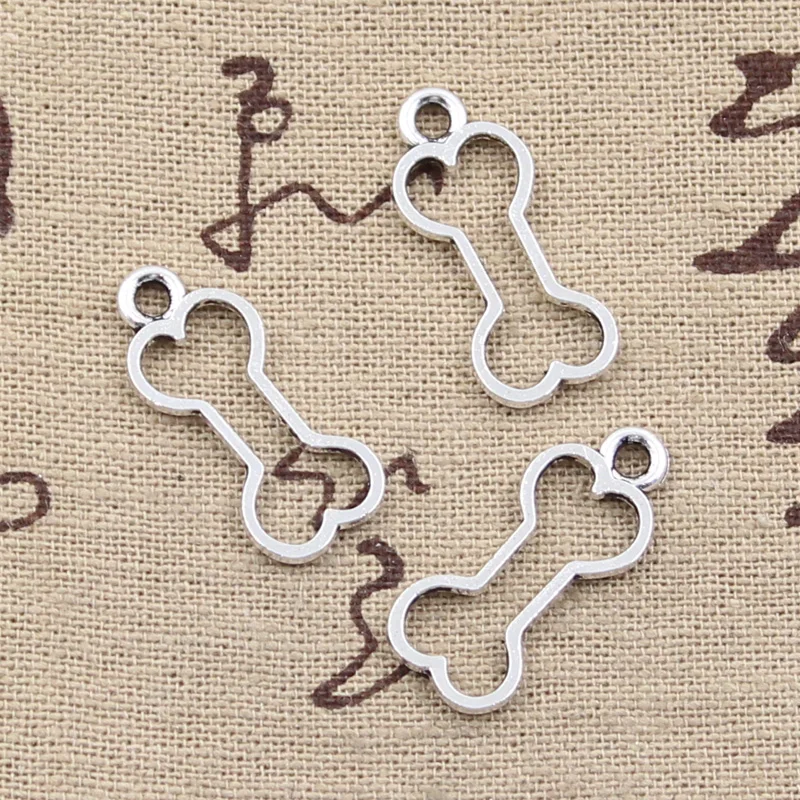 30pcs Charms Hohl Hund Knochen 25x11mm Antike Bronze Silber Farbe Anhänger, Die DIY Handgemachten Tibetischen Bronze schmuck
