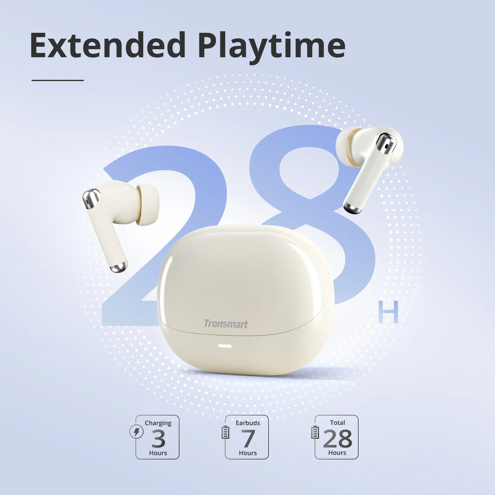 Tronsmart Sounfii R4 블루투스 이어폰, 무선 이어폰, 쿼드 마이크, 통화 소음 감소, 28 시간 재생